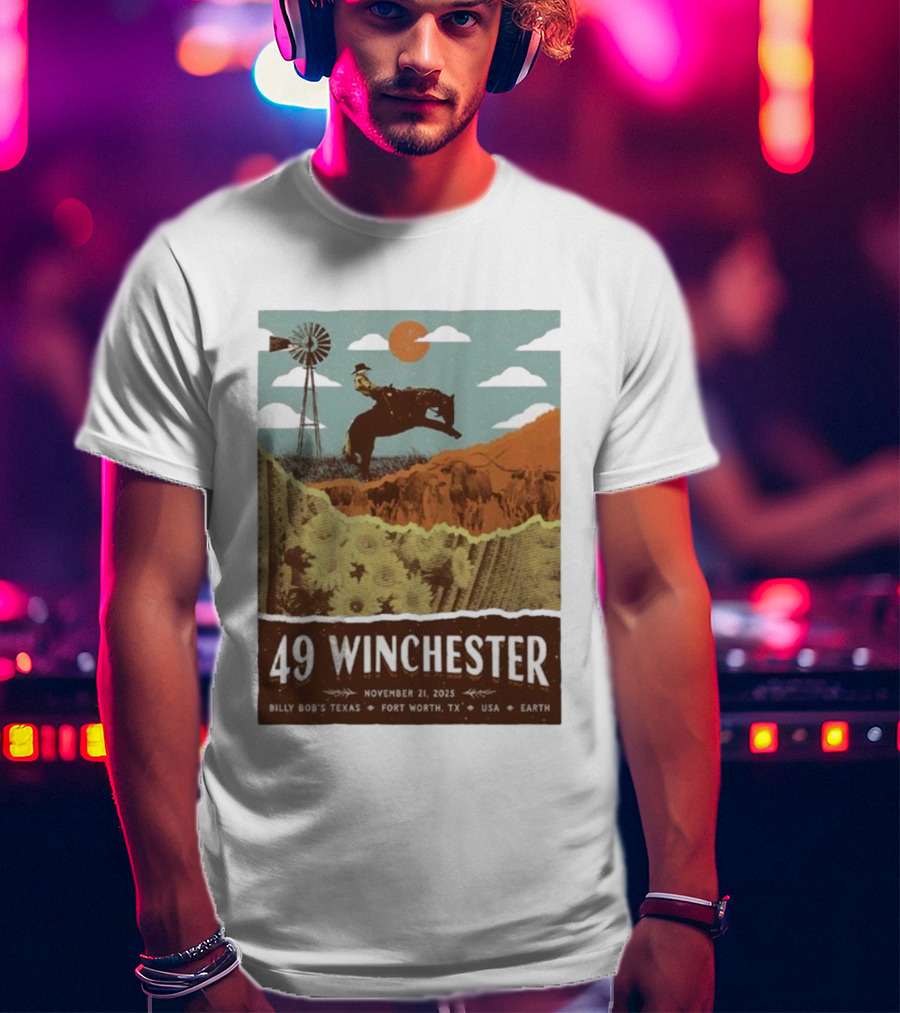 49 Winchester Fort Worth TX Billy Bob’s Texas November 21 2025 Cowboy Windmill Scene T-Shirt