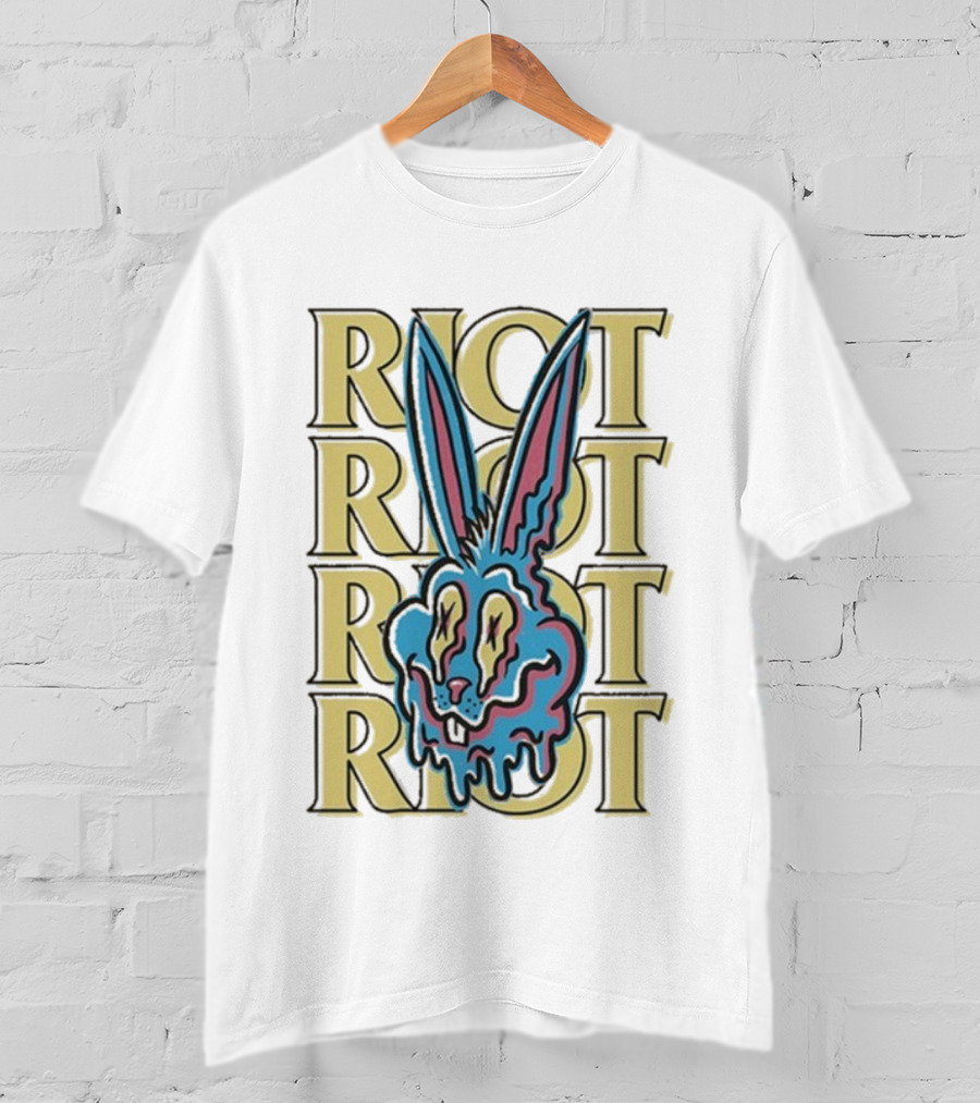 Riot Fest Bunny Dripping Psychedelic Graphic Art T-Shirt