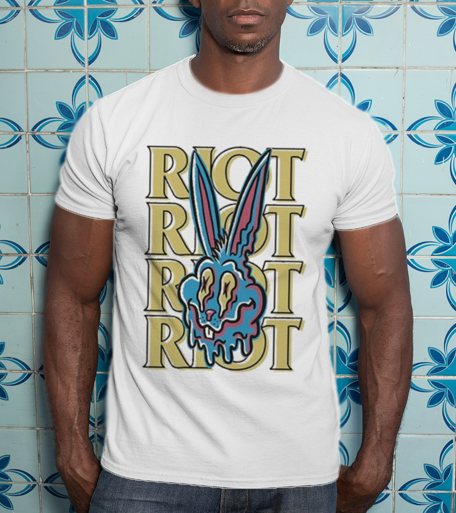 Riot Fest Bunny Dripping Psychedelic Graphic Art T-Shirt