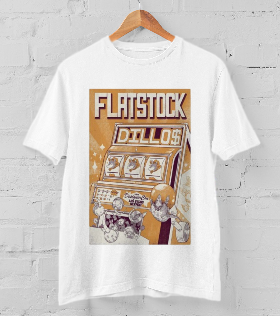 Flatstock Dillos 2025 Las Vegas Nevada DesignerCon Slot Machine Pangolin T-Shirt