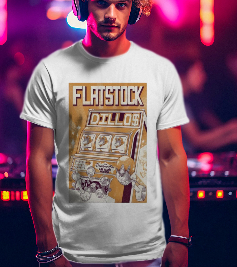 Flatstock Dillos 2025 Las Vegas Nevada DesignerCon Slot Machine Pangolin T-Shirt