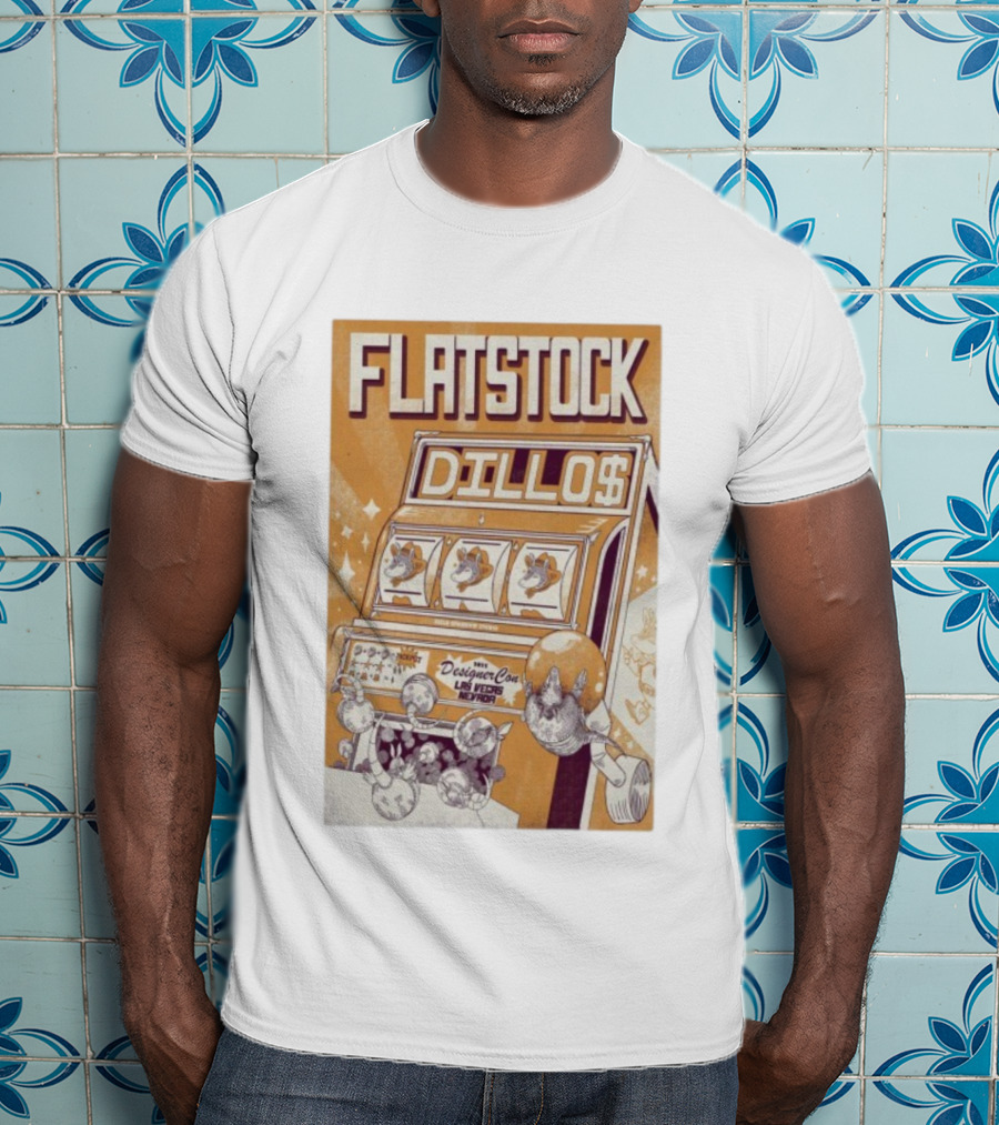 Flatstock Dillos 2025 Las Vegas Nevada DesignerCon Slot Machine Pangolin T-Shirt