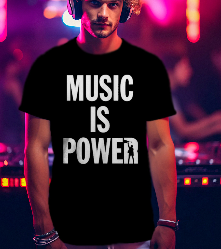 MUSIC IS POWER Richard Ashcroft Holding Guitar T-Shirt