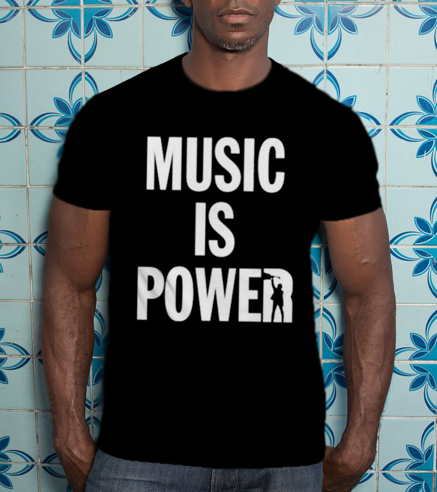 MUSIC IS POWER Richard Ashcroft Holding Guitar T-Shirt