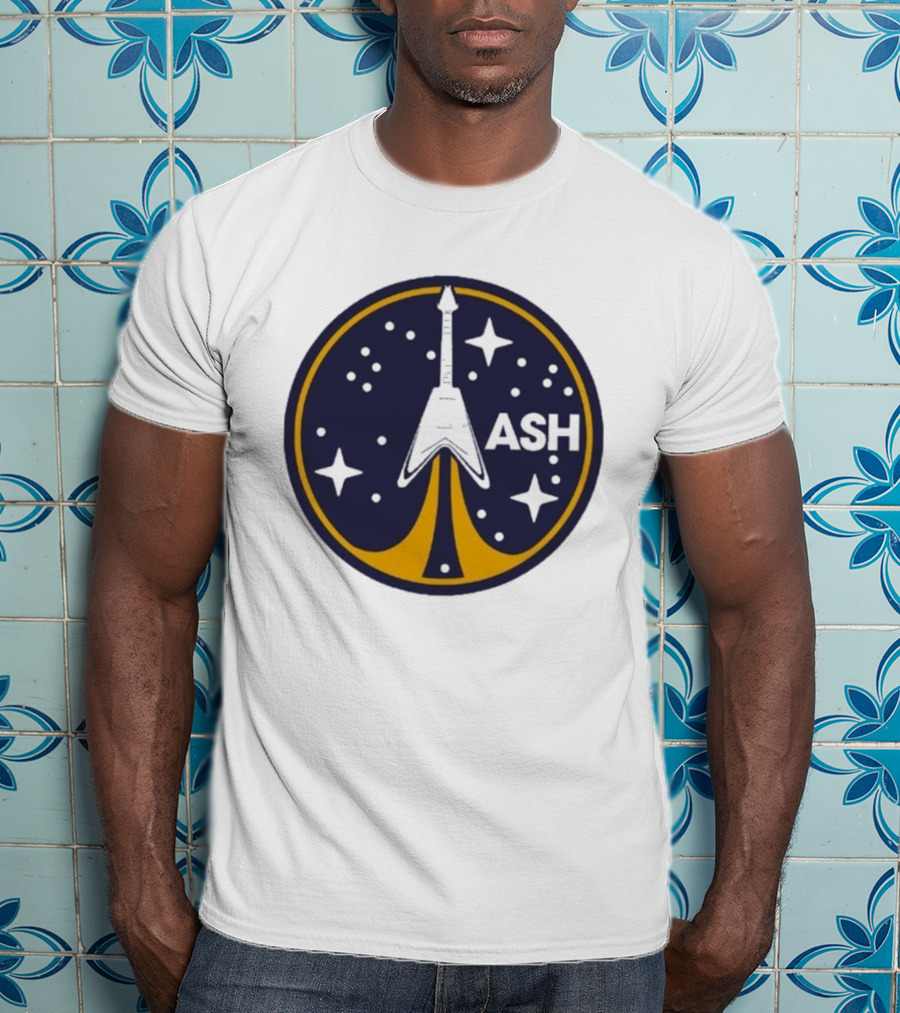 ASH Flying V Rocket Guitar Space Stars T-Shirt