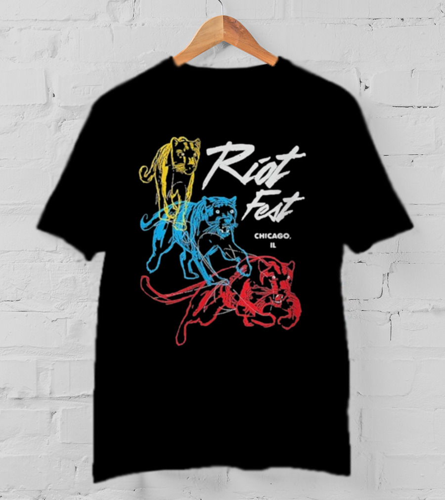 Riot Fest Chicago IL Multi-Color Panthers T-Shirt