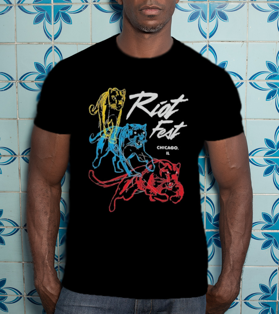 Riot Fest Chicago IL Multi-Color Panthers T-Shirt