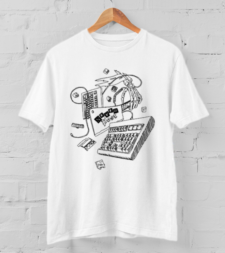 AFK Keyboard Gaming Setup With Never Post Cleaver T-Shirt