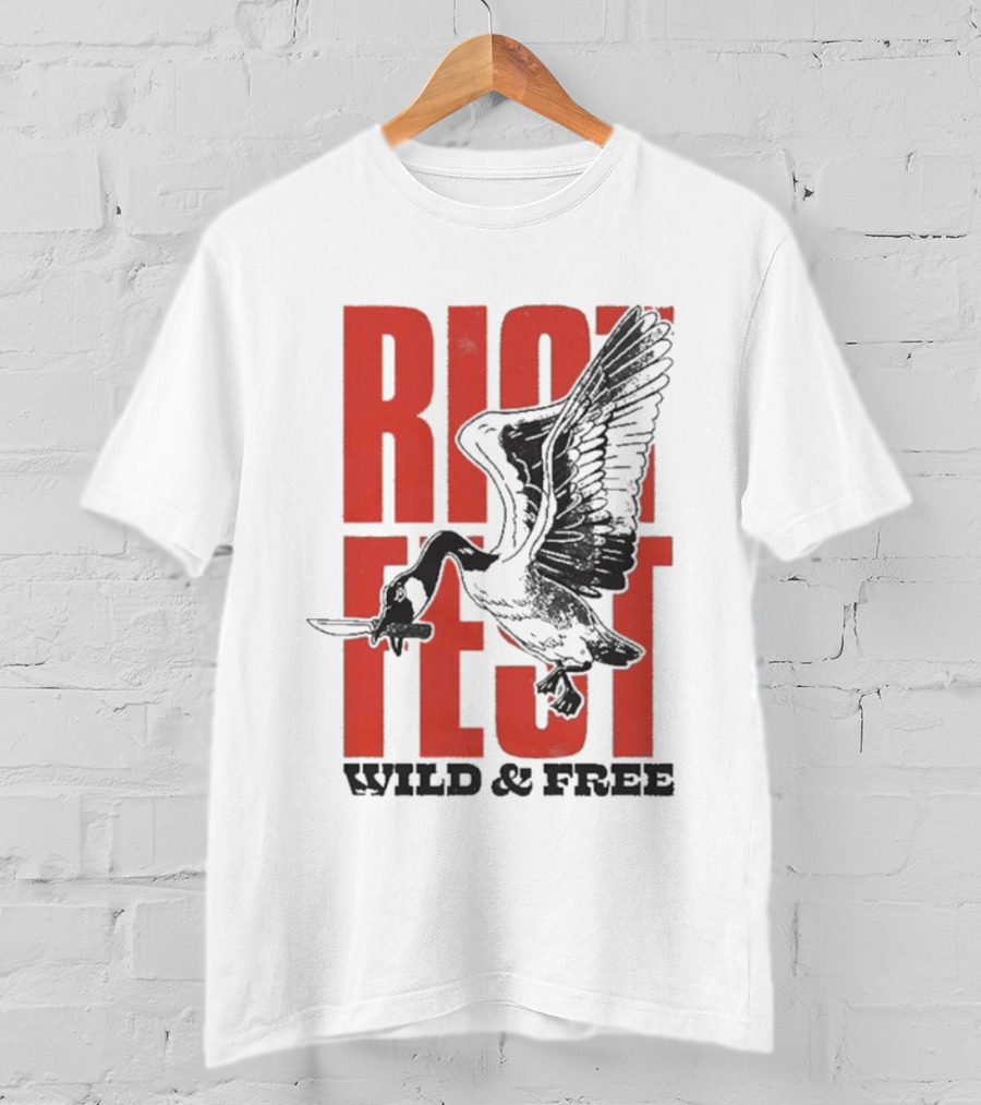 Riot Fest Wild And Free Goose Knife Iconic Design T-Shirt
