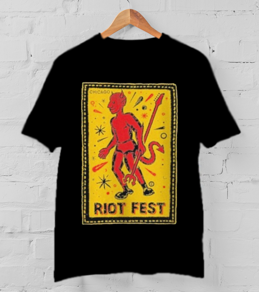 Riot Fest Chicago Chema Devil Retro Yellow Black Red T-Shirt