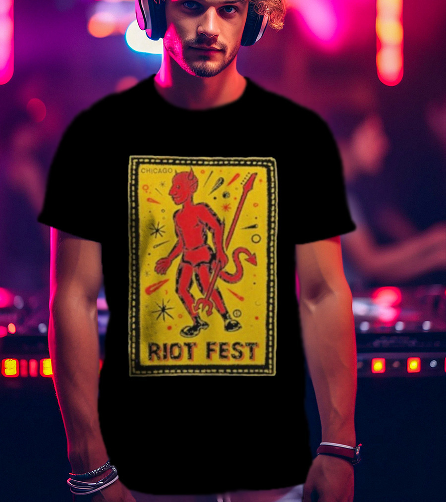 Riot Fest Chicago Chema Devil Retro Yellow Black Red T-Shirt