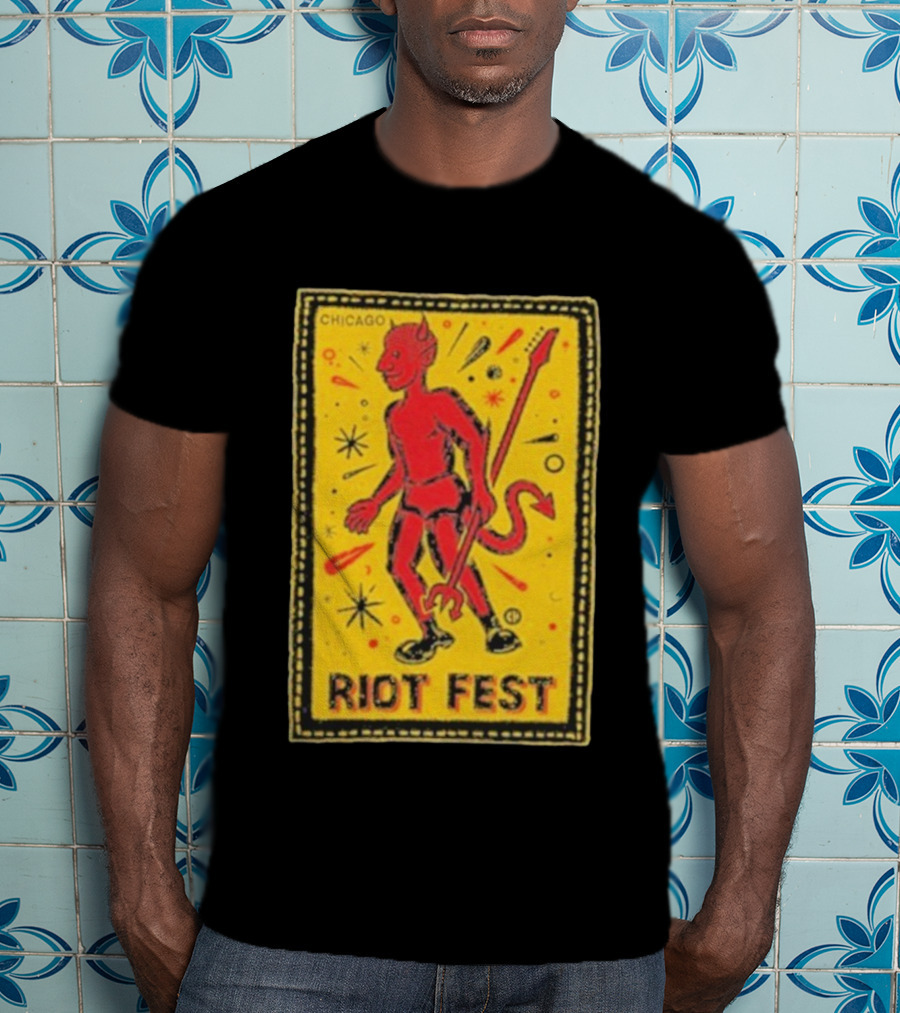 Riot Fest Chicago Chema Devil Retro Yellow Black Red T-Shirt