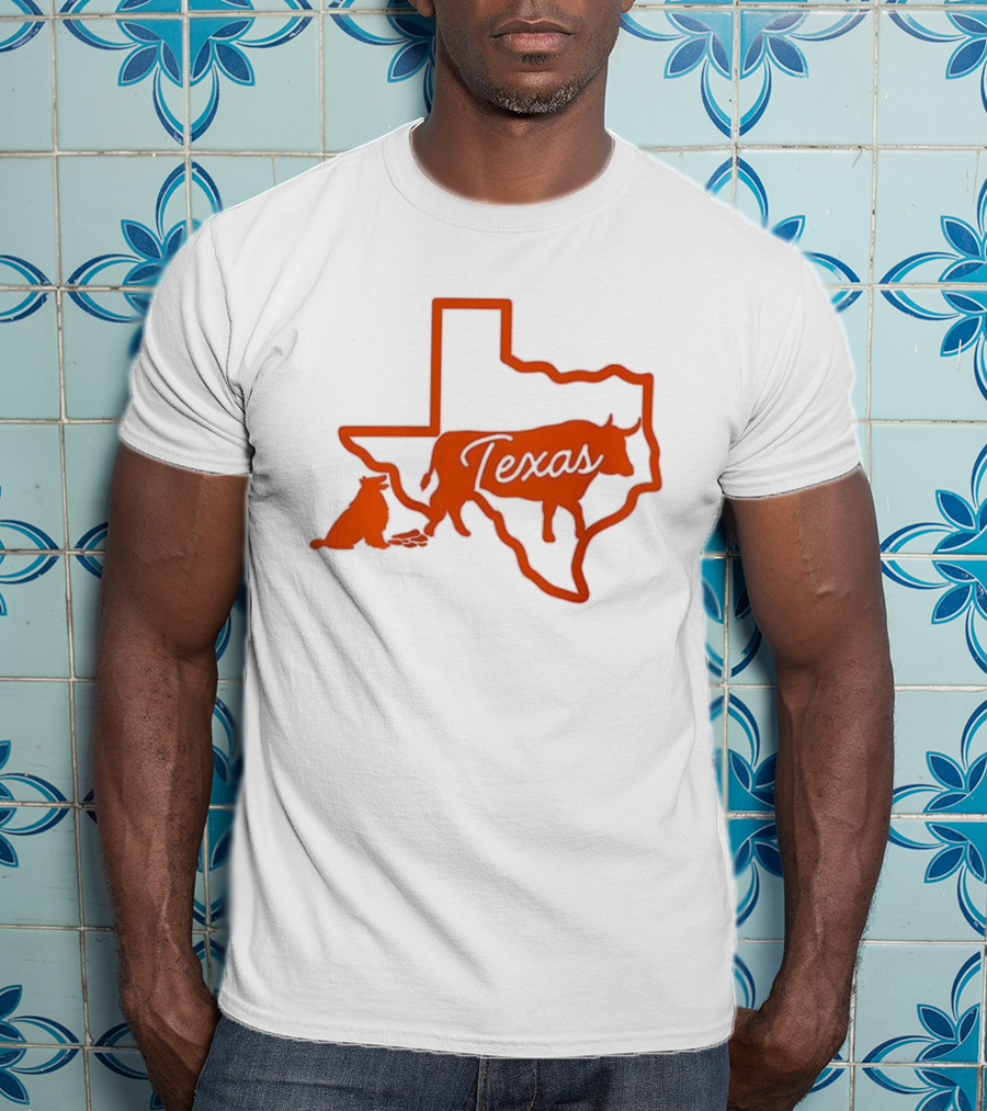 Texas Longhorns Rivalry Map Outline With Steer And State Silhouette Design T-Shirt