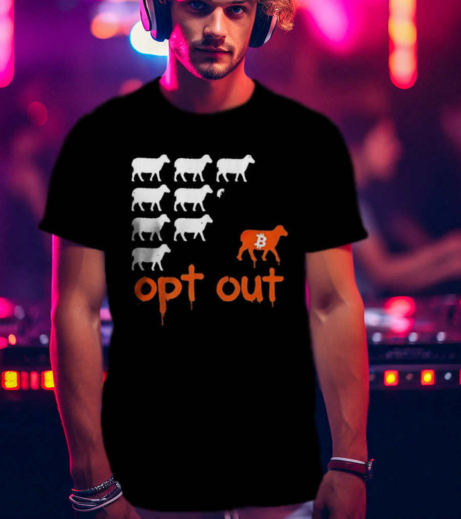 Bitcoin Opt Out Sheep Herd Graphic T-Shirt