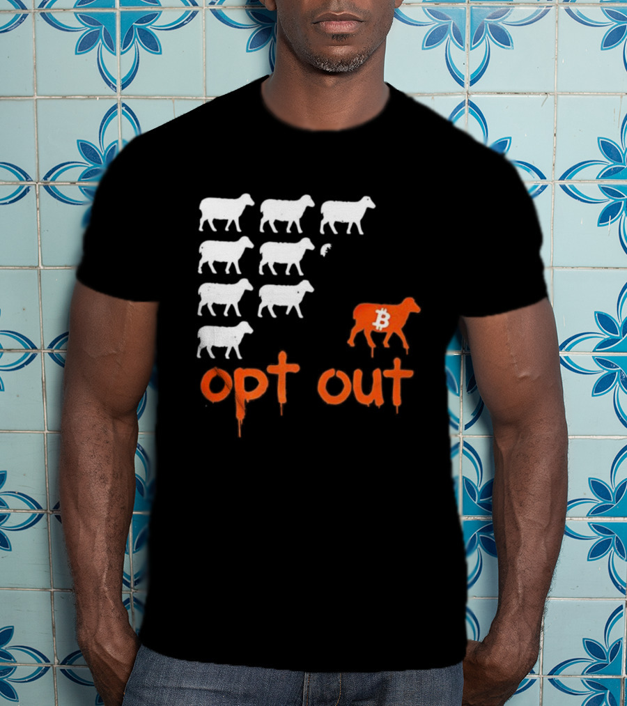 Bitcoin Opt Out Sheep Herd Graphic T-Shirt