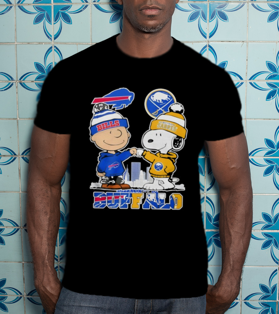 Buffalo Bills Sabres Snoopy Charlie Brown Friendship Skyline T-Shirt