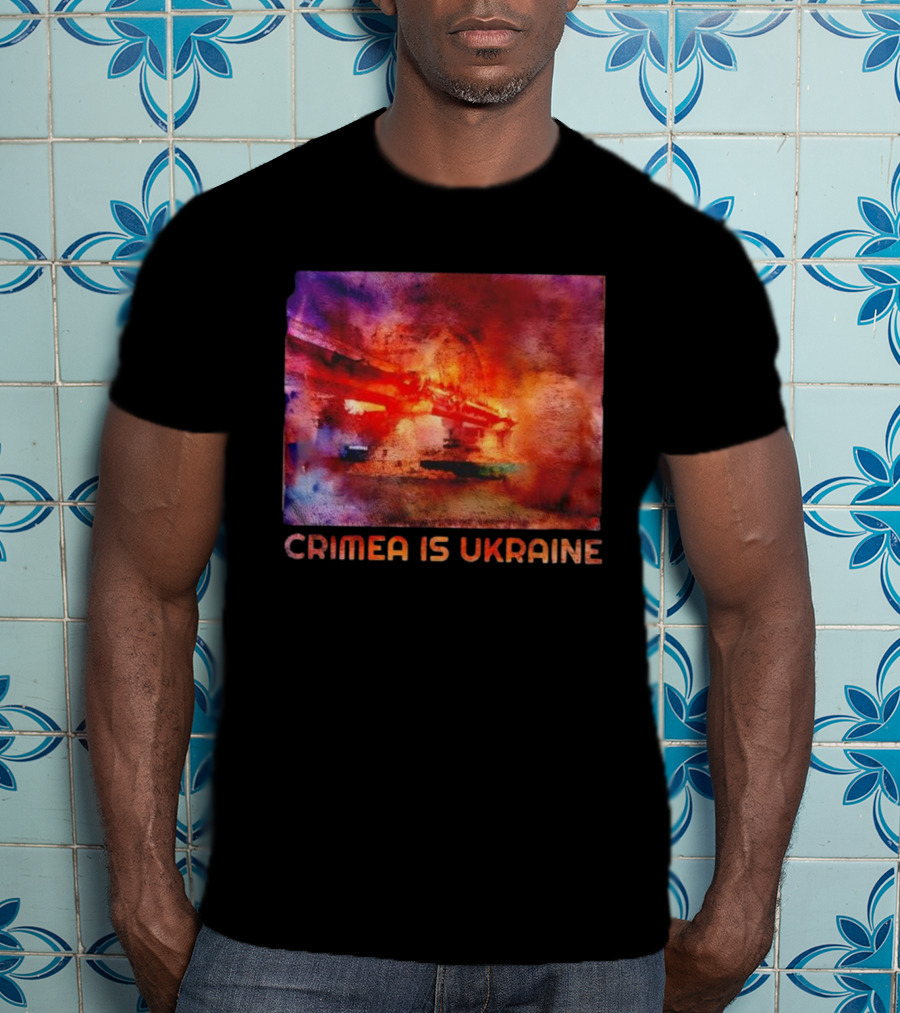 Crimea Is Ukraine Watercolor Bridge Explosion Imagery T-Shirt