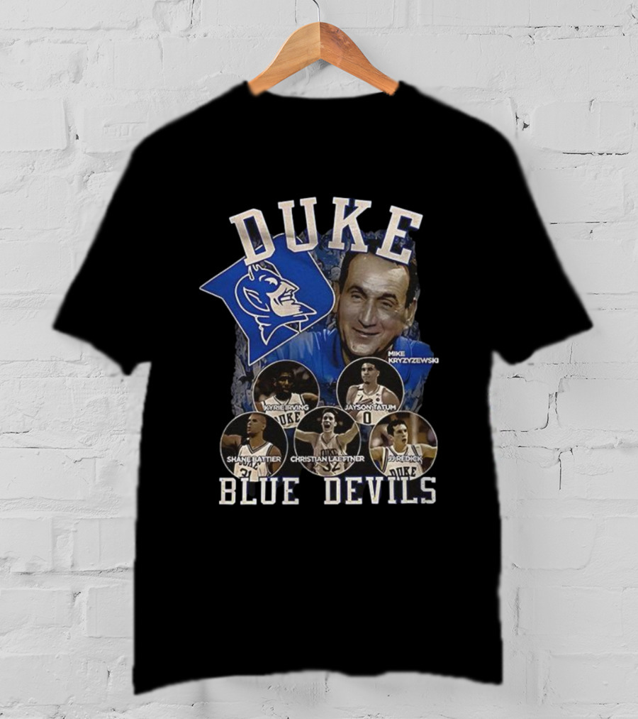Duke Blue Devils Mike Krzyzewski Kyrie Irving Jayson Tatum Shane Battier Christian Laettner JJ Redick Vintage Legends T-Shirt
