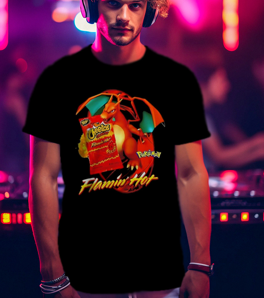 Flamin’ Hot Cheetos Charizard Pokémon Crossover T-Shirt