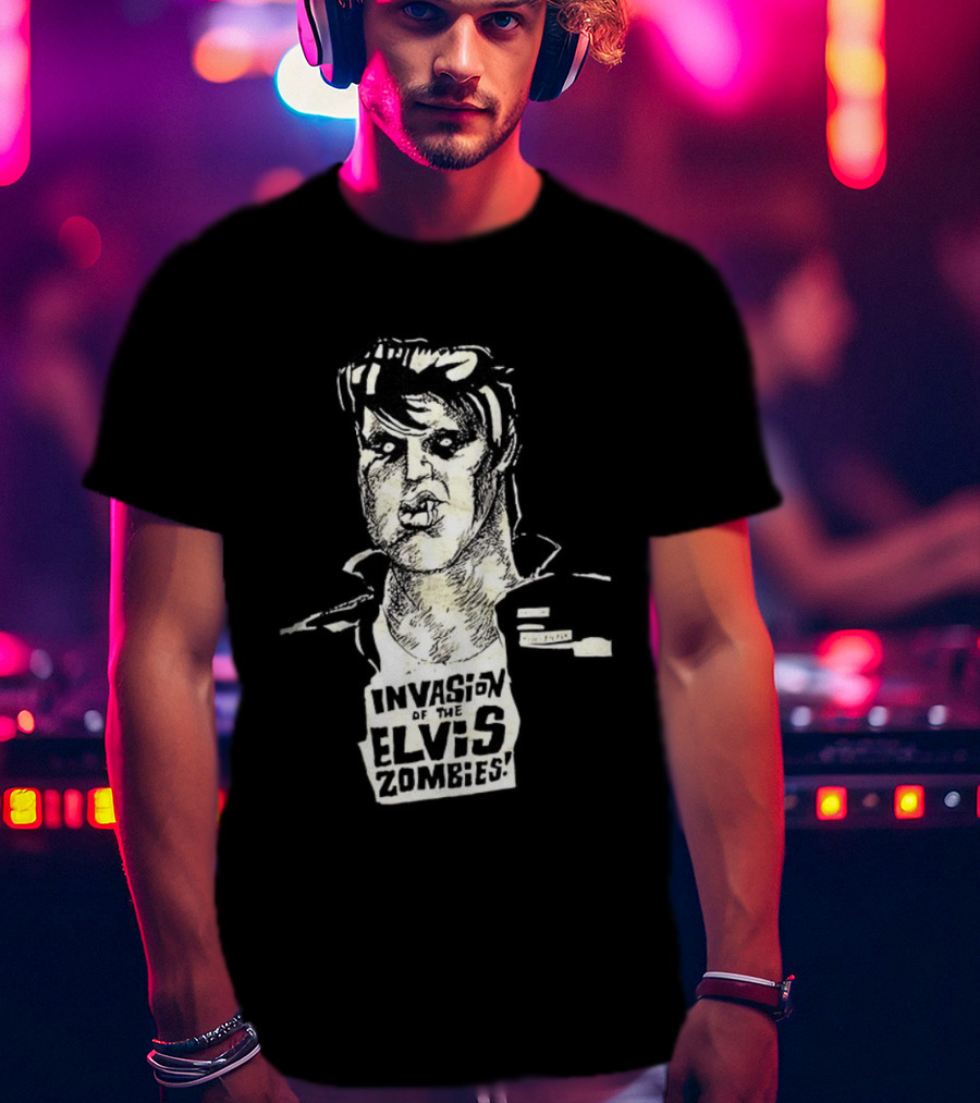 Gary Panter Invasion Elvis Zombies Sketch Art T-Shirt