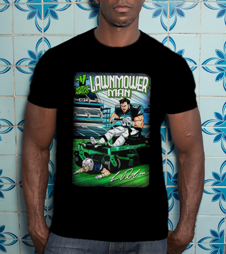 Landon Dickerson Philadelphia Eagles Lawnmower Man Historical Makers Comic Signature T-Shirt