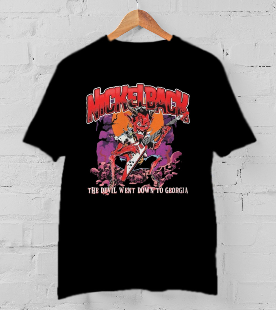 Nickelback The Devil Went Down To Georgia Devil Playing Guitar T-Shirt