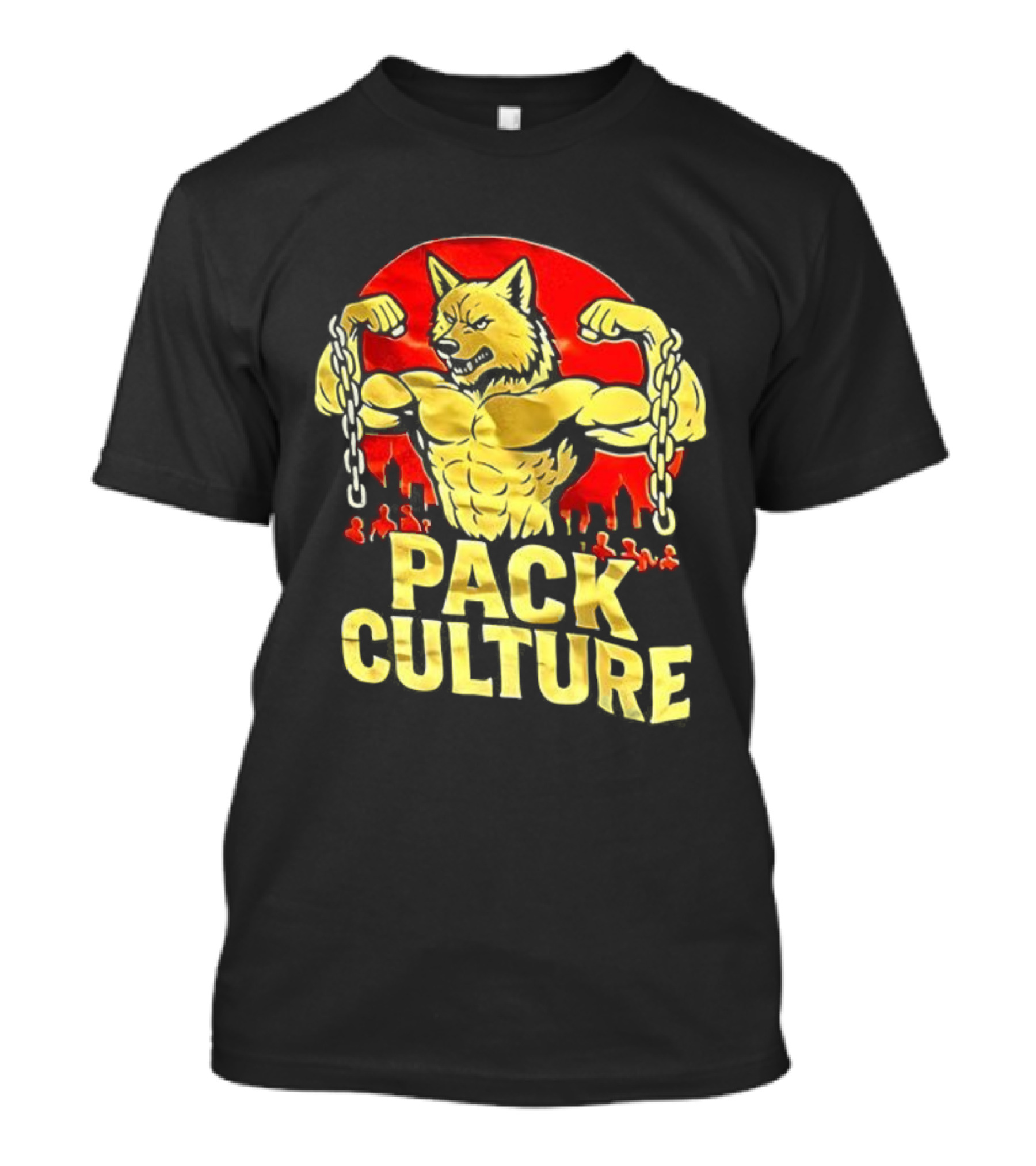 Pack Culture Thunder Wolves Buff Wolf With Chains T-Shirt