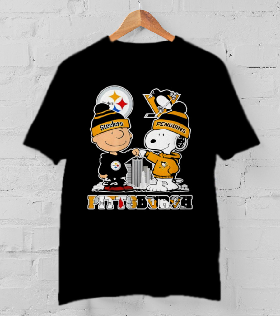 Pittsburgh Steelers Penguins Snoopy Charlie Brown Commemorative Sports Fan Graphic T-Shirt