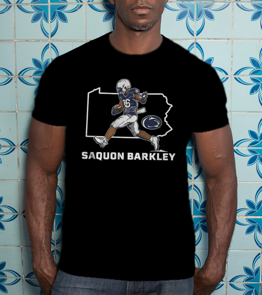 Saquon Barkley Penn State Nittany Lions Football Pennsylvania Outline T-Shirt