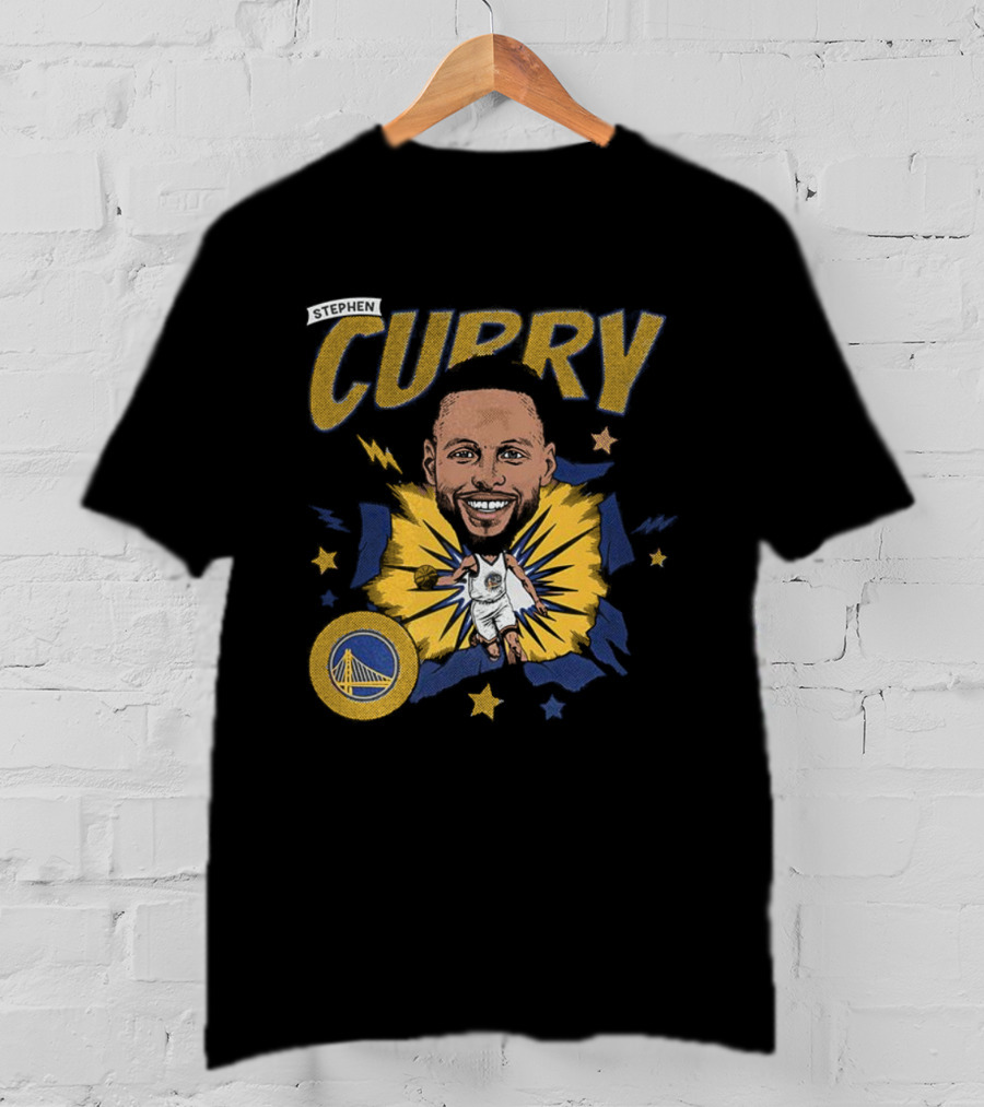 Stephen Curry Golden State Warriors NBA Caricature Vibrant Design T-Shirt