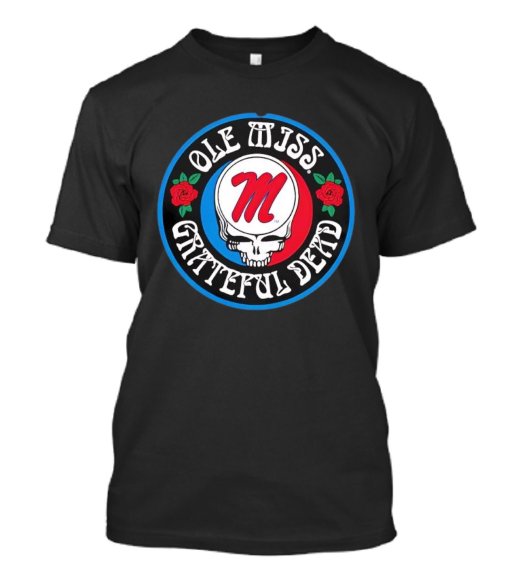 Ole Miss Grateful Dead Skull Roses M Logo T-Shirt