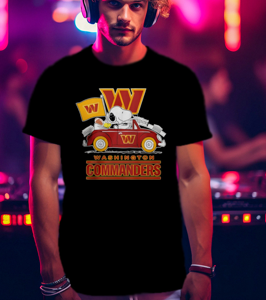 Washington Commanders Snoopy Woodstock Driving Football Car Fan Gear T-Shirt