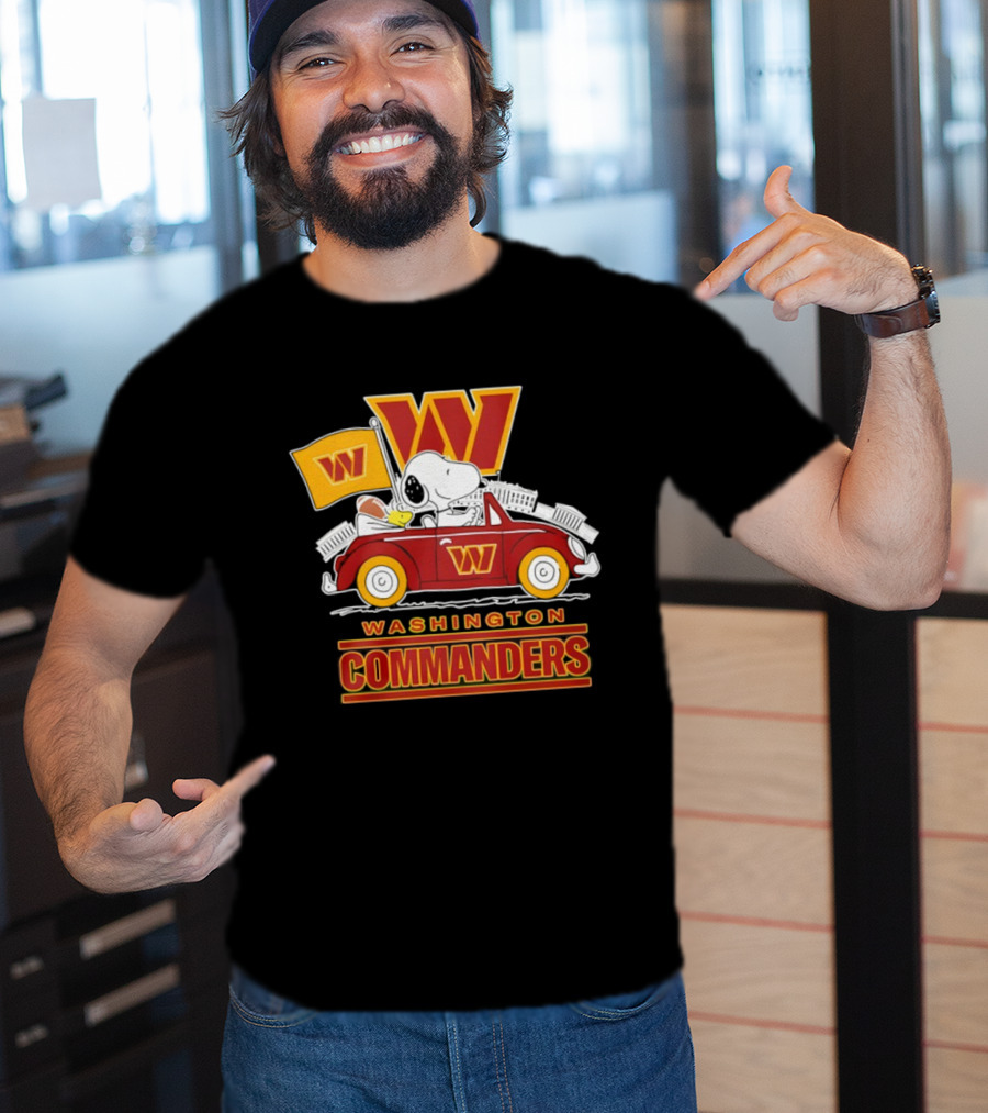 Washington Commanders Snoopy Woodstock Driving Football Car Fan Gear T-Shirt