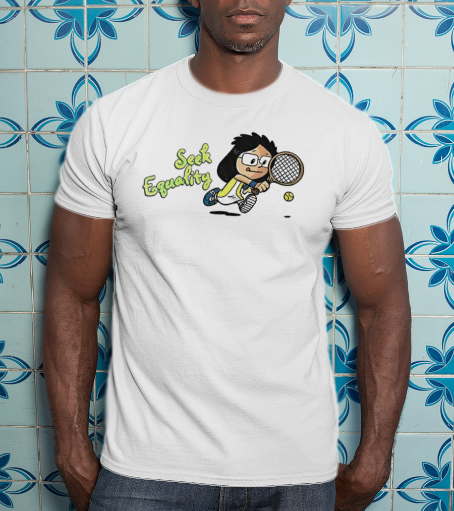 Seek Equality Billie Jean King Cartoon Tennis Character T-Shirt