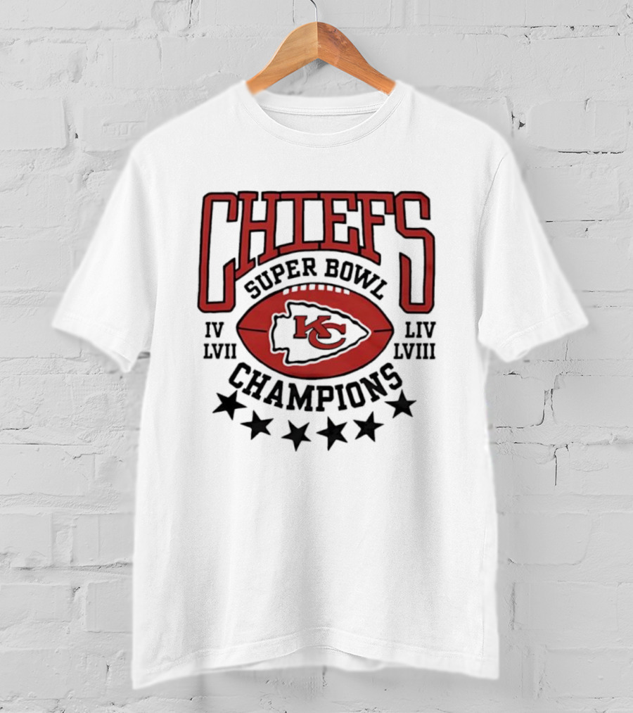 CHIEFS Super Bowl Champions KC IV LIV LVII LVIII T-Shirt