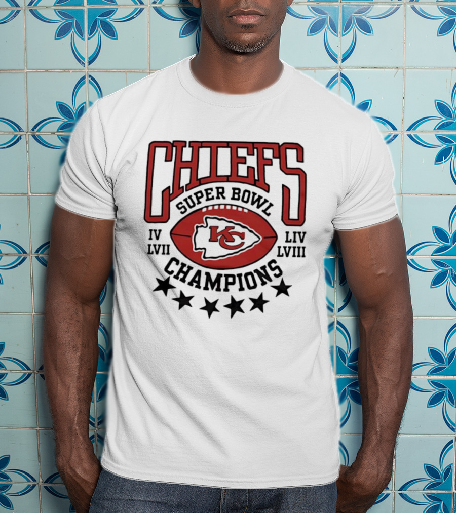 CHIEFS Super Bowl Champions KC IV LIV LVII LVIII T-Shirt