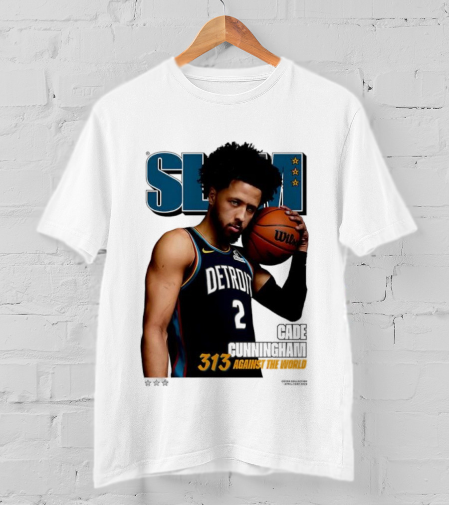 Slam Cade Cunningham Detroit Pistons 313 Against The World T-Shirt