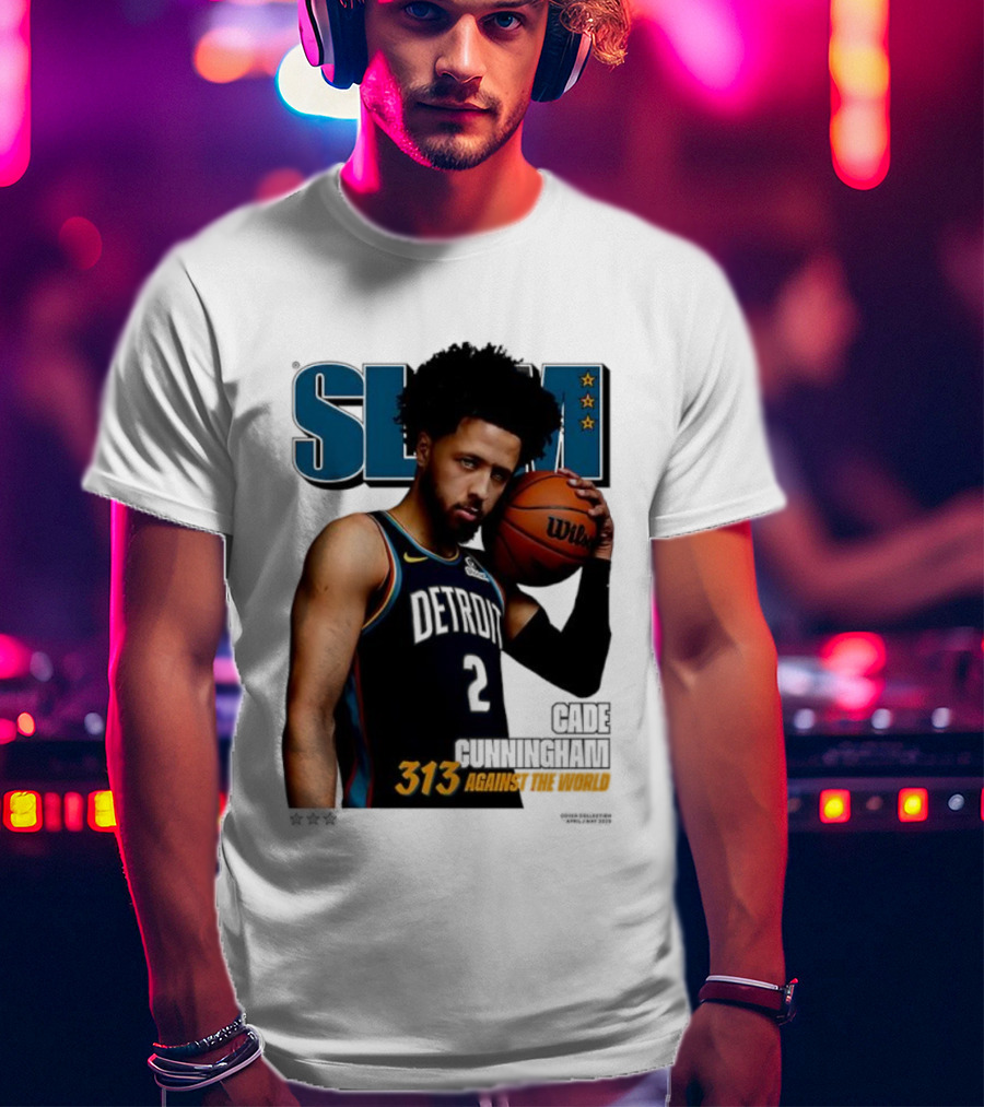 Slam Cade Cunningham Detroit Pistons 313 Against The World T-Shirt