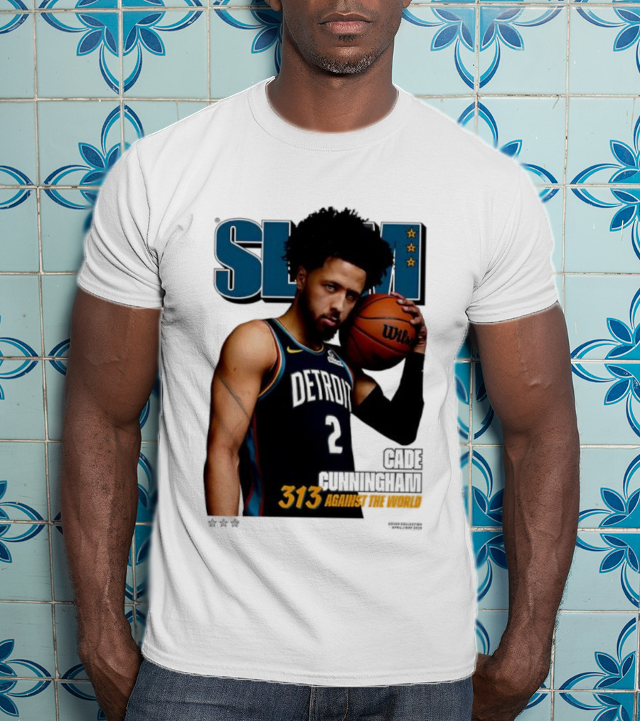 Slam Cade Cunningham Detroit Pistons 313 Against The World T-Shirt