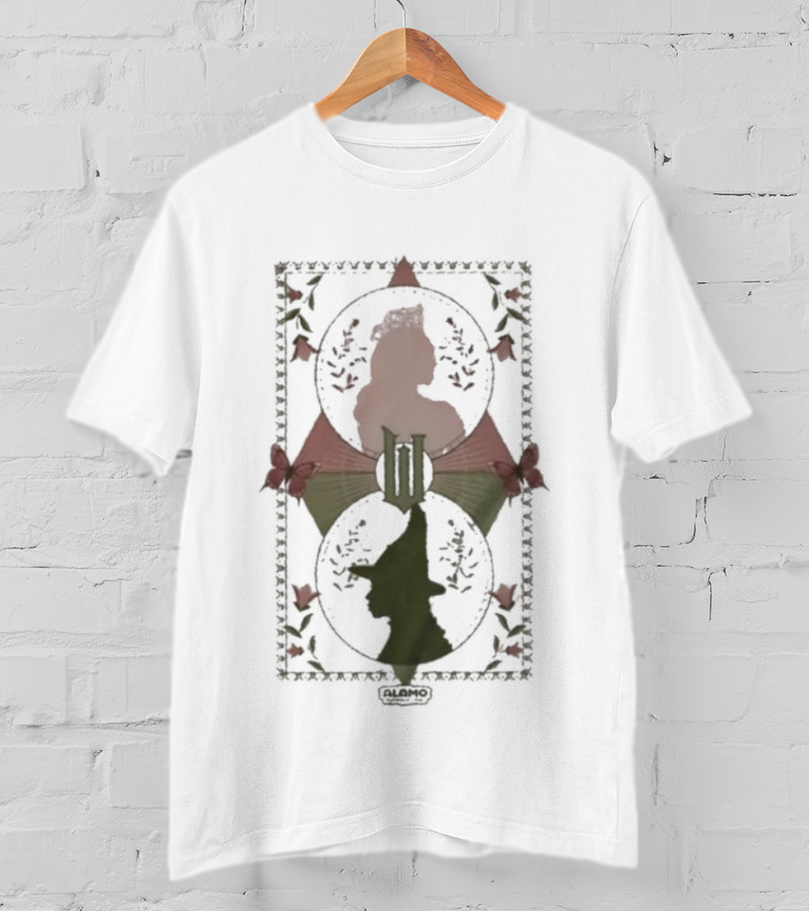 Wicked For Good Alamo Drafthouse Bird Silhouette Framed Roses T-Shirt
