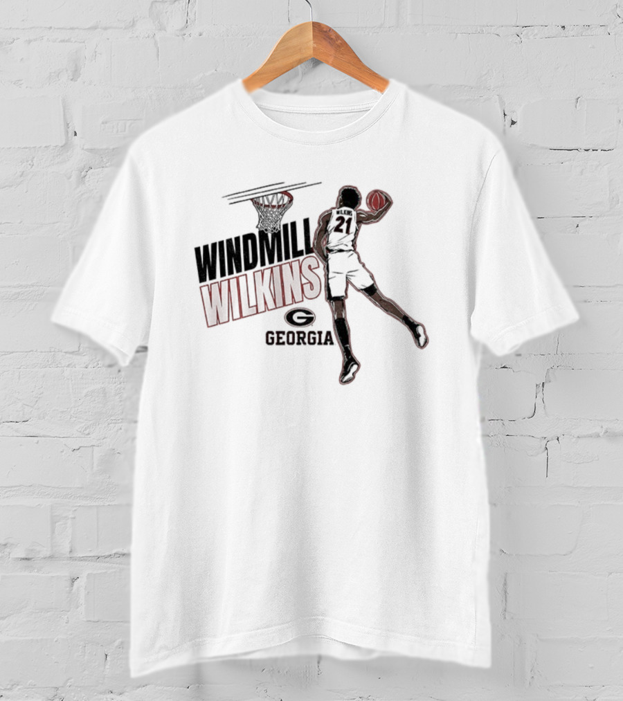 Windmill Wilkins Georgia Basketball Cartoon Iconic Slam Dunk T-Shirt