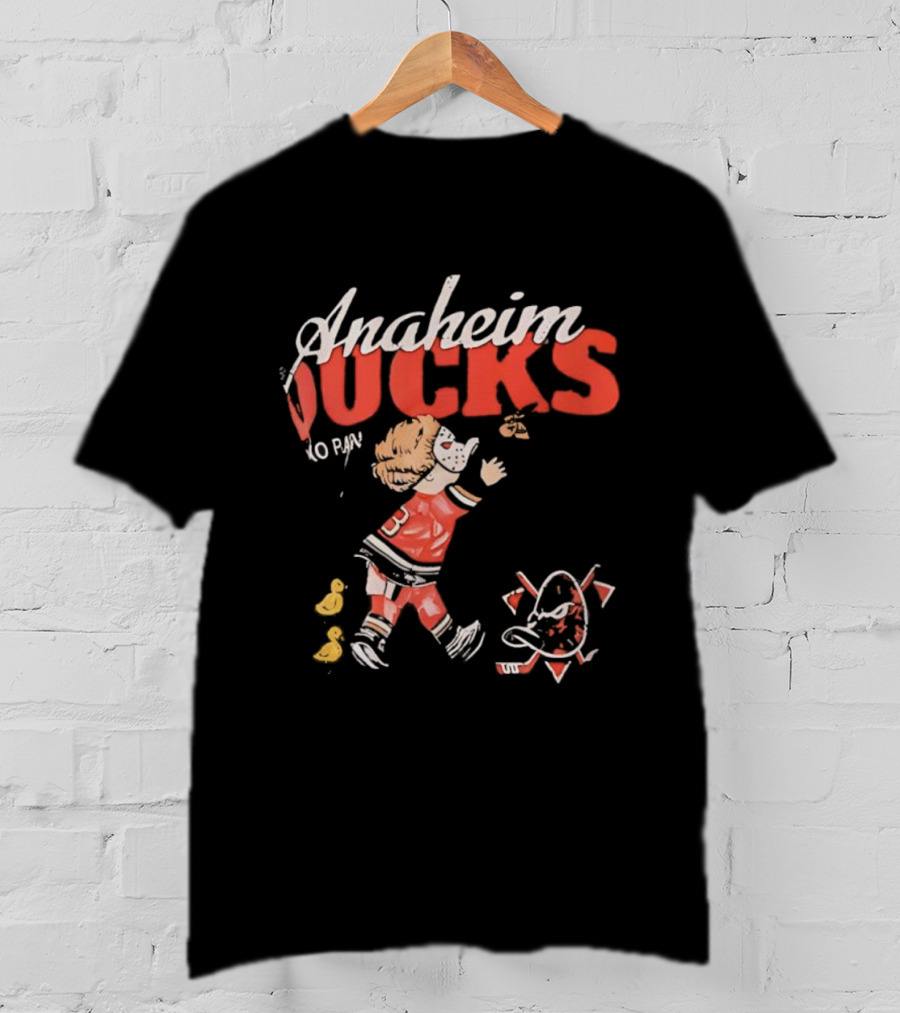 Anaheim Ducks Vintage Style Hockey Player And Mascot Retro Graphics T-Shirt