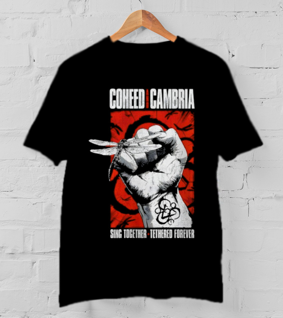 Coheed And Cambria Sing Together Tethered Forever Fist Symbol Red Background T-Shirt
