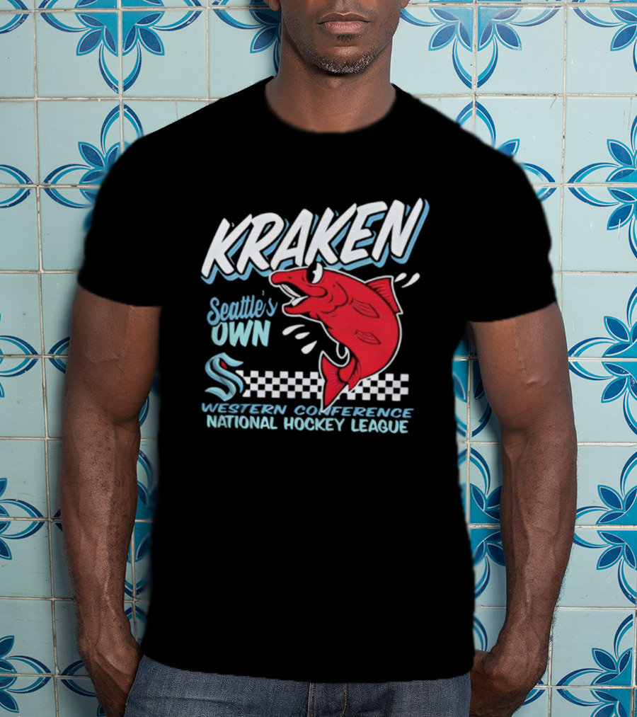 Seattle Kraken Western Conference National Hockey League Mascot Salmon T-Shirt
