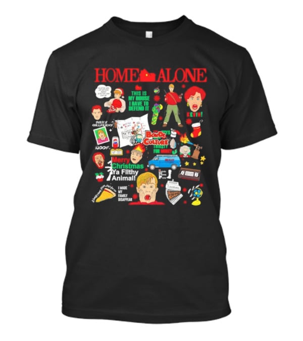 Home Alone Merry Christmas Ya Filthy Animal Buzz's Tarantula Booby Traps Harry Marv 90s Movie Pizza Pepsi T-Shirt