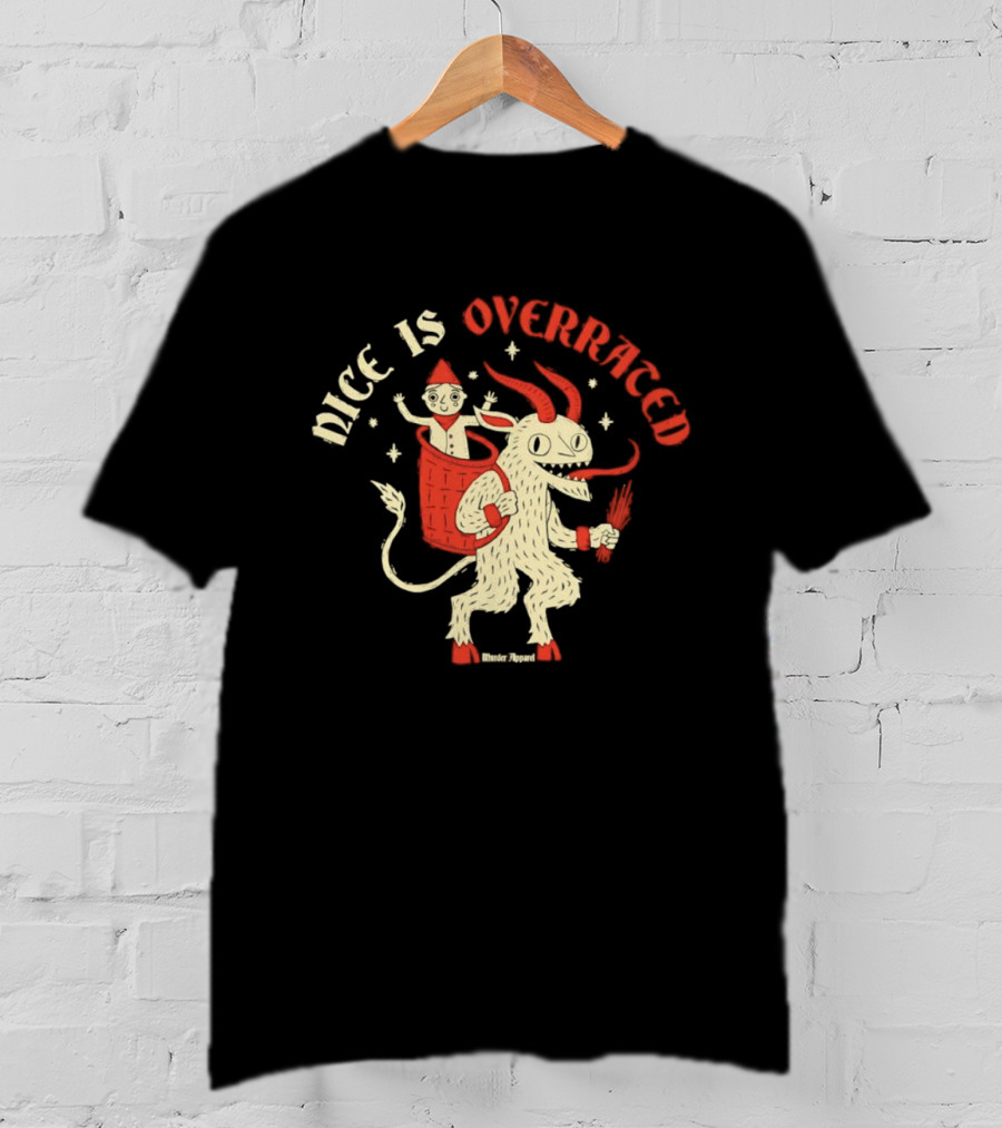 Krampus Nice Is Overrated Festive Holiday Humor With Santa Claus And Demon Imagery T-Shirt