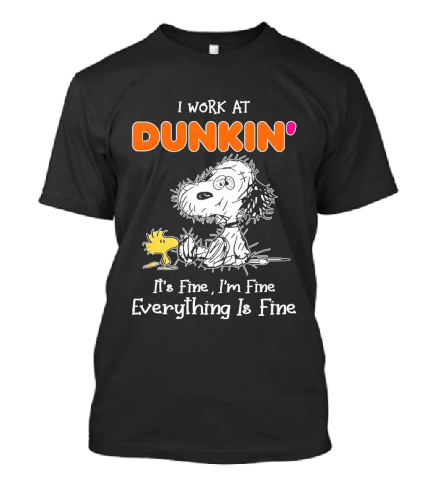 Snoopy And Woodstock Dunkin' It's Fine I'm Fine Everything Is Fine T-Shirt