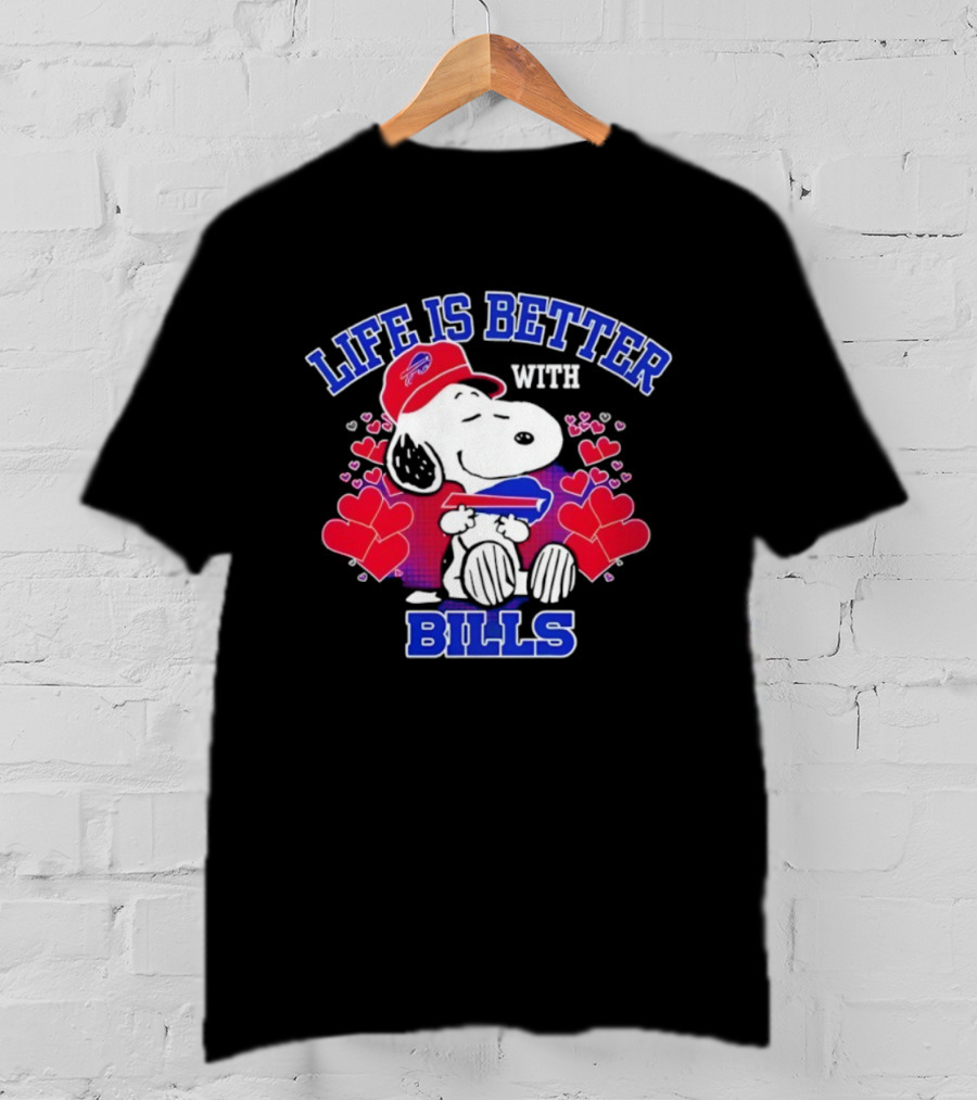 Life Is Better With Buffalo Bills Snoopy Hearts And Football Team Spirit T-Shirt