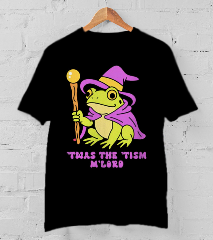 Twas The Tism M'Lord Frog Wizard Purple Hat Staff T-Shirt