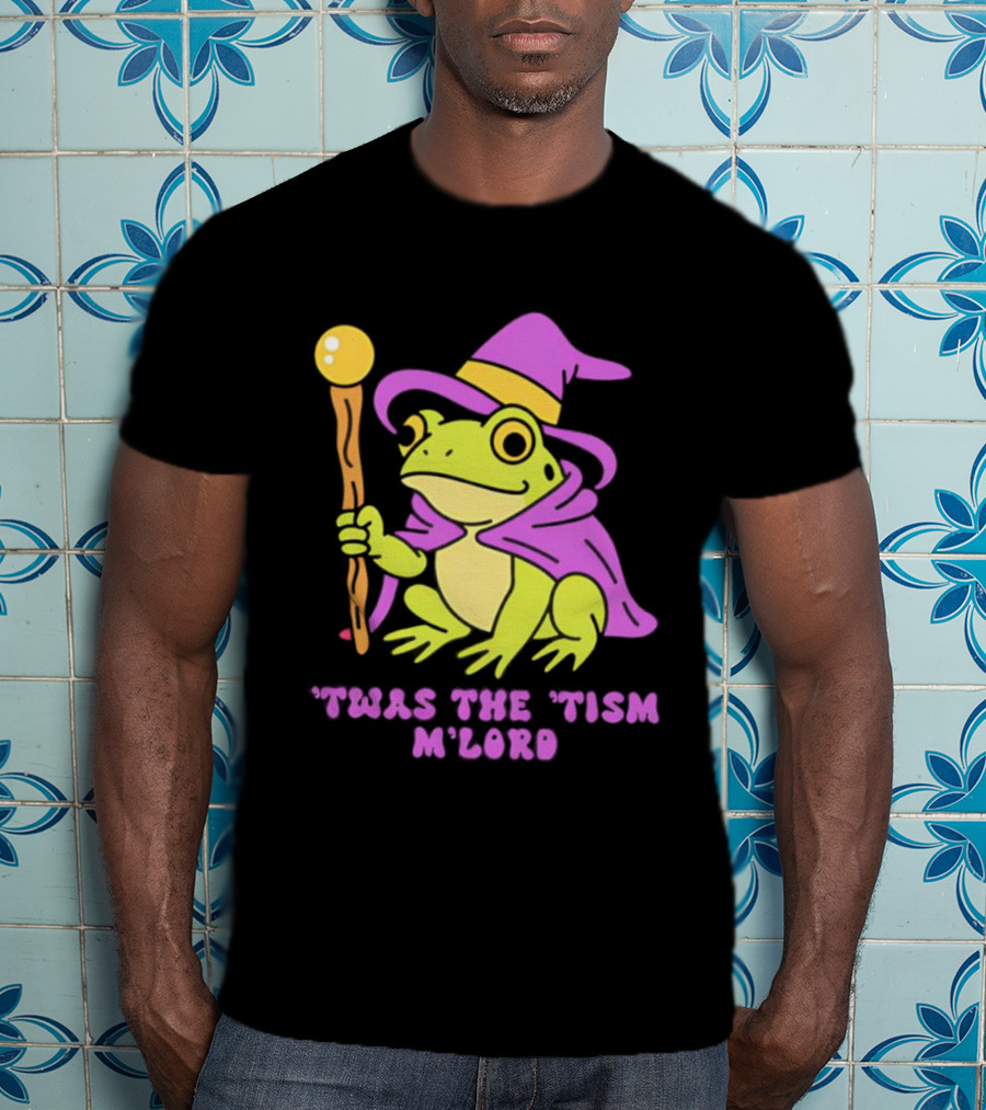Twas The Tism M'Lord Frog Wizard Purple Hat Staff T-Shirt